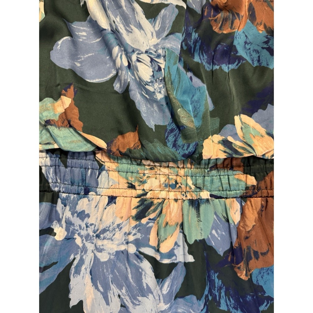 Nicole Miller New York Women's Floral Maxi Dress Sz S Tiered Boho Green - Picture 5 of 6